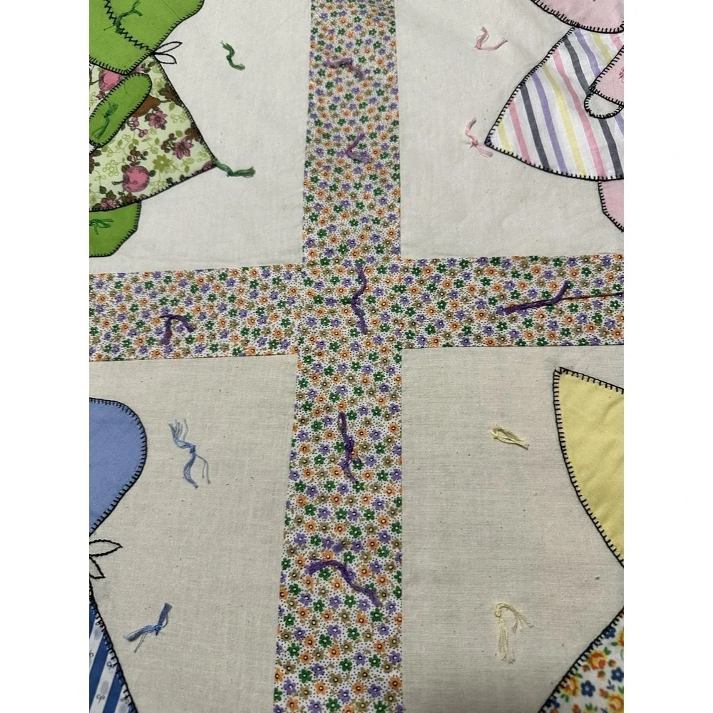 Vintage 1940's Sunbonnet Sue HandMade‎ Quilt Top 8'x4'